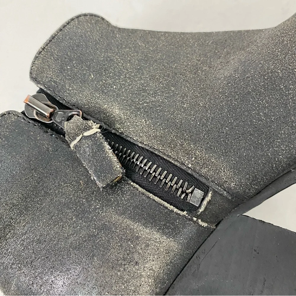 Rag & Bone Margot Ankle Boots Womens Size 9 Waxed Suede Gray Heeled Booties Grey